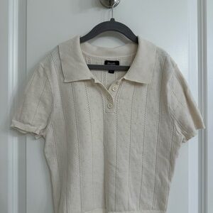 Pacsun Cream Knit Polo Tee